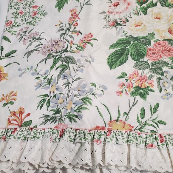 Vintage Martex Liberty Of London Queen Flat Sheet Ruffle Percale - Picture 3 of 13